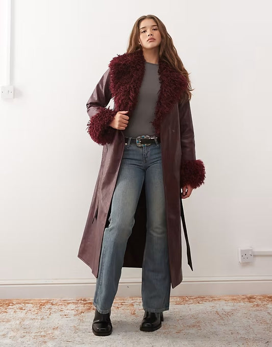 Long-haired burgundy coat